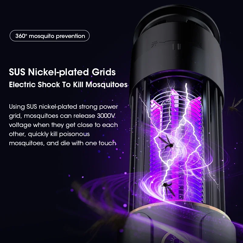 2000V grid zapping mosquitoes in electric mosquito killing lamp